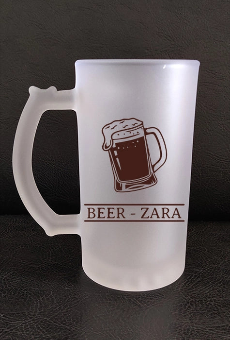 Printed Beer Glass Mug - 'Beer-Zara' Printed Beer Glass Mug (450 ML)