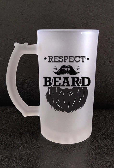 Printed Beer Glass Mug - 'Respect Beards' Printed Beer Glass Mug (450 ML) 