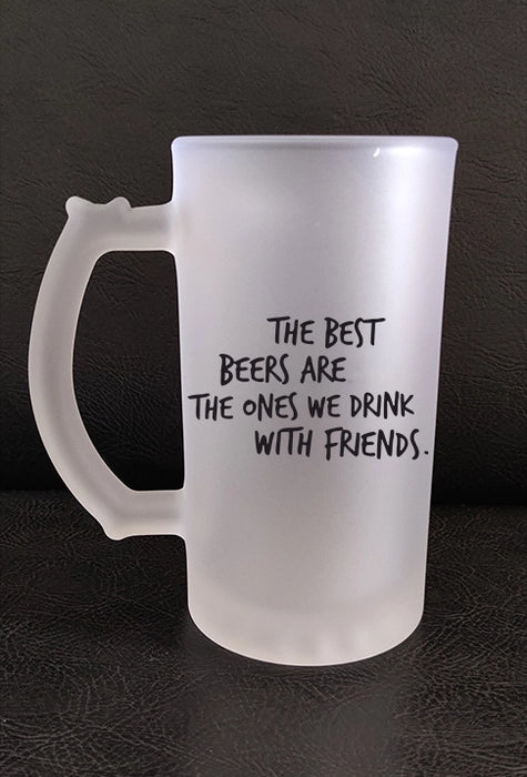 Printed Beer Glass Mug - 'Friends With Beer' Printed Beer Glass Mug (450 ML)