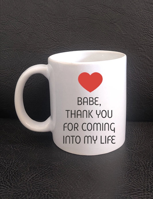 Printed Coffee Mug - Smazing Prints ‘Babe Thank You’ Printed Coffee Mug 325 ML 