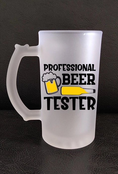 Printed Beer Glass Mug - 'Professional Beer Taster' Printed Beer Glass Mug (450 ML)