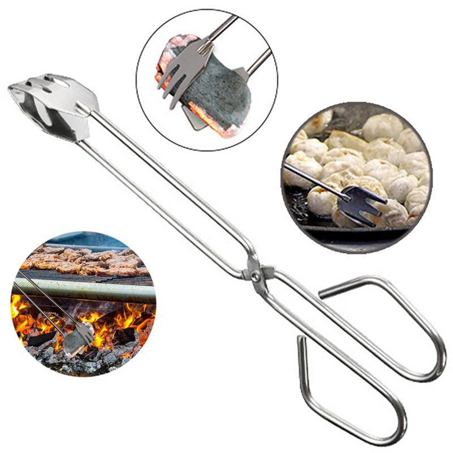 31cm METAL BBQ CLIP TONGS CLAMP FOR GARBAGE CHARCOAL SERVING TOOLS
