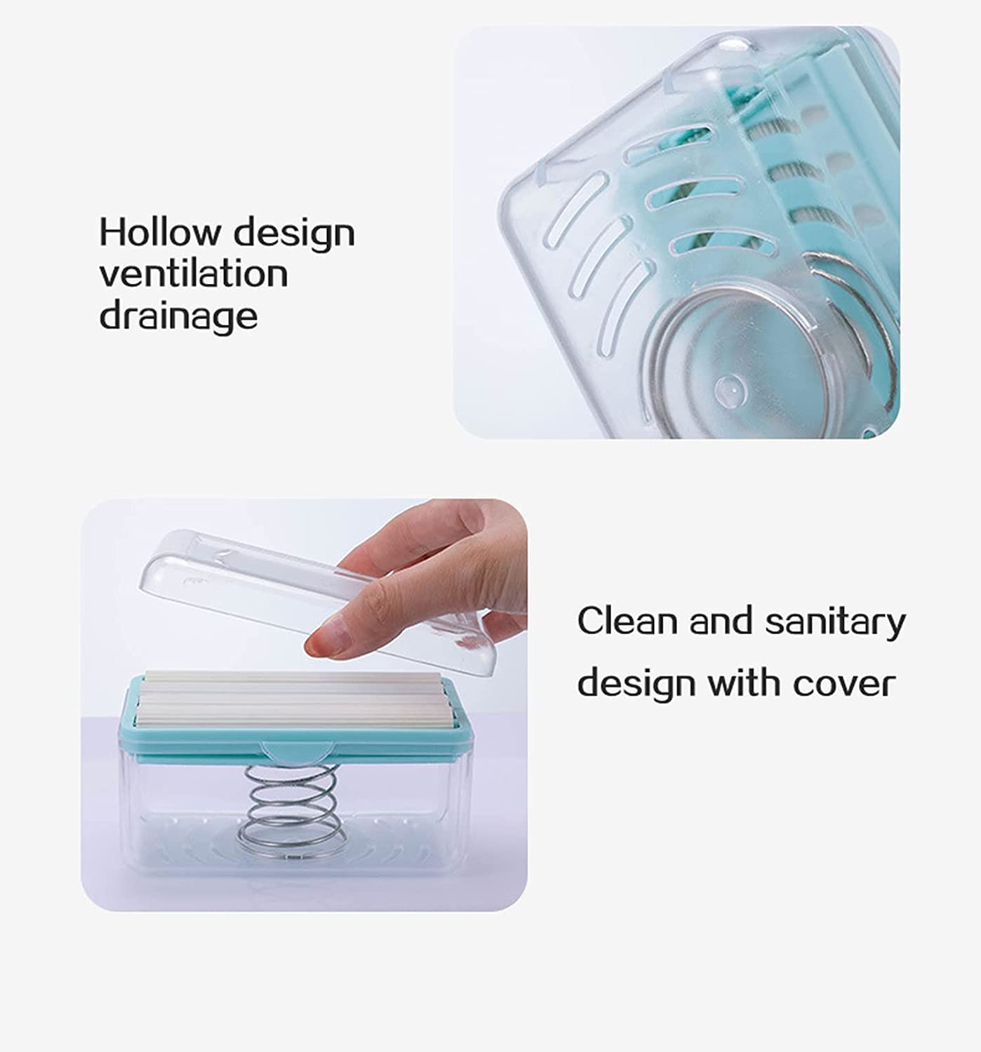 2-IN-1 PORTABLE SOAP ROLLER DISH & SOAP DISPENSER WITH ROLLER AND DRAIN HOLES, MULTIFUNCTIONAL SOAP HOLDER FOAMING SOAP BAR BOX FOR HOME, KITCHEN, BATHROOM